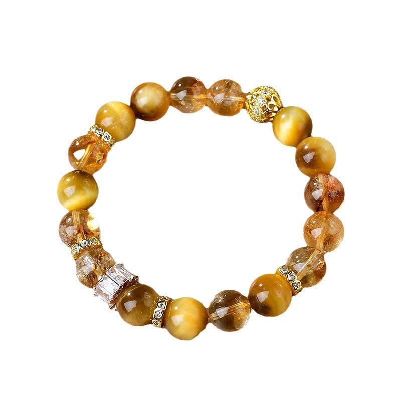 Natural Tiger Eye, Citrine & Copper Beaded Resilience Bracelet
