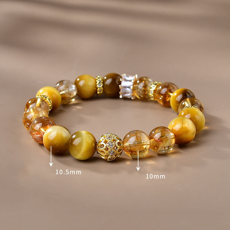 Natural Tiger Eye, Citrine & Copper Beaded Resilience Bracelet