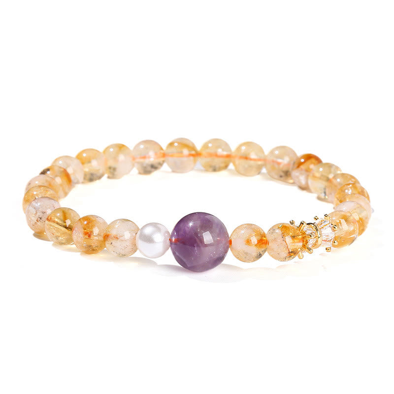 Natural Citrine Amethyst Prosperity Bracelet