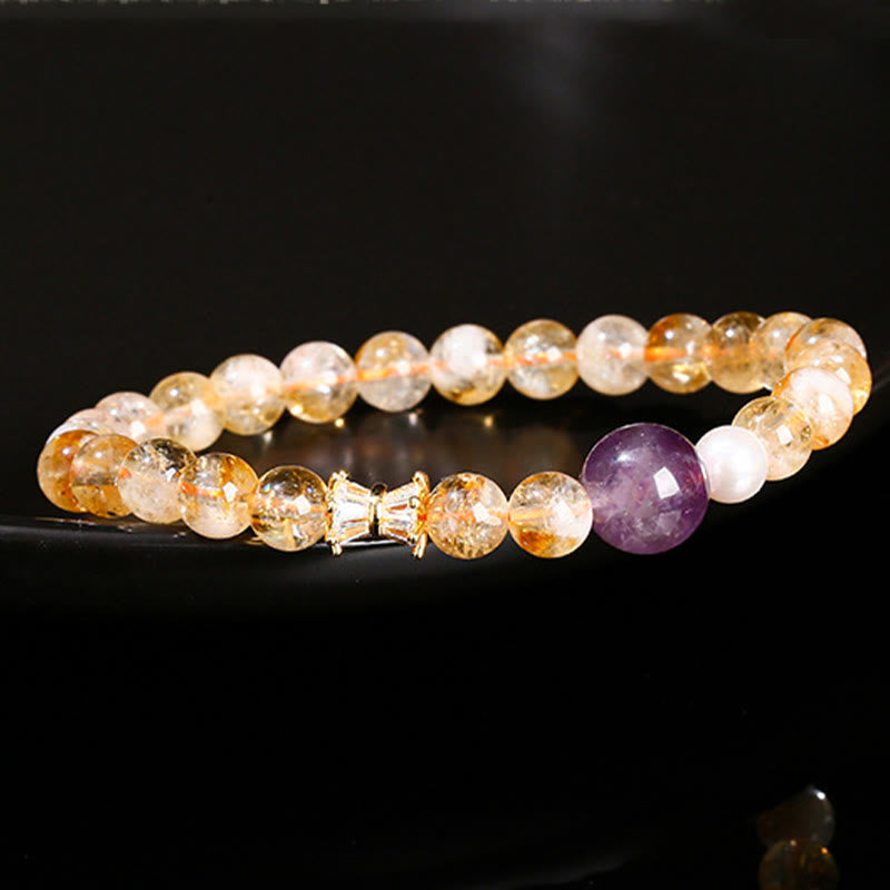 Natural Citrine Amethyst Prosperity Bracelet