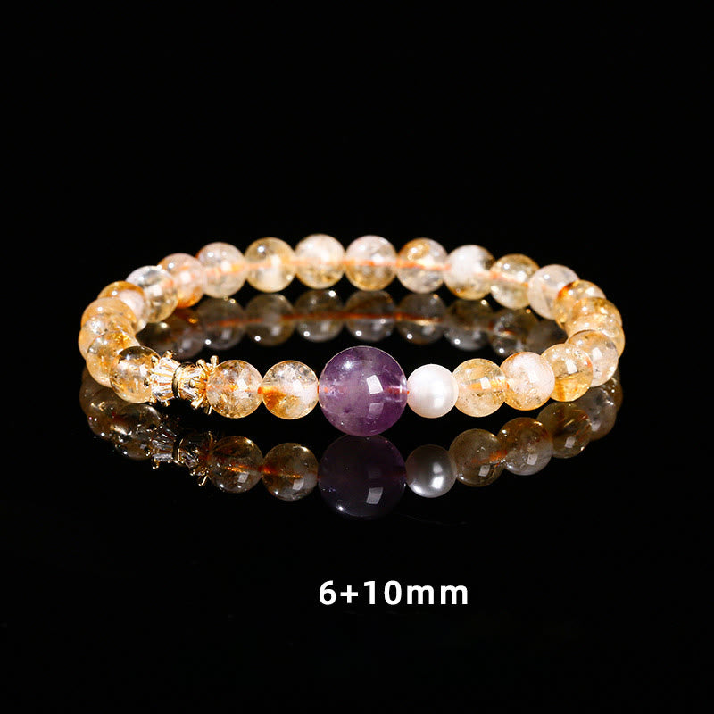 Natural Citrine Amethyst Prosperity Bracelet
