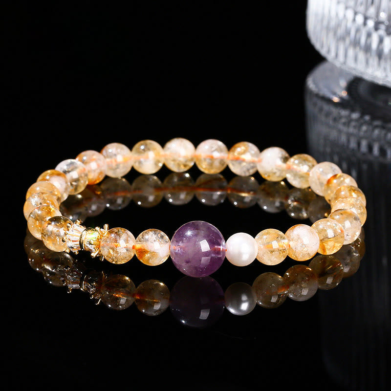 Natural Citrine Amethyst Prosperity Bracelet