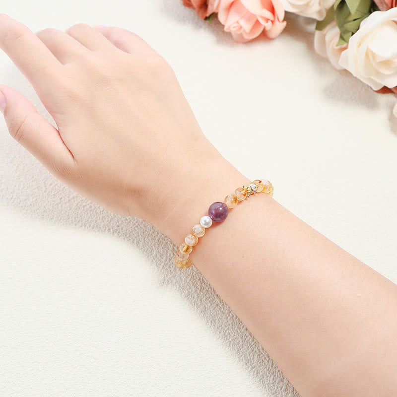 Natural Citrine Amethyst Prosperity Bracelet