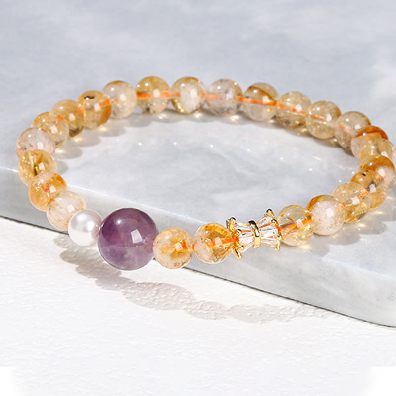 Natural Citrine Amethyst Prosperity Bracelet