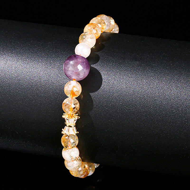 Natural Citrine Amethyst Prosperity Bracelet