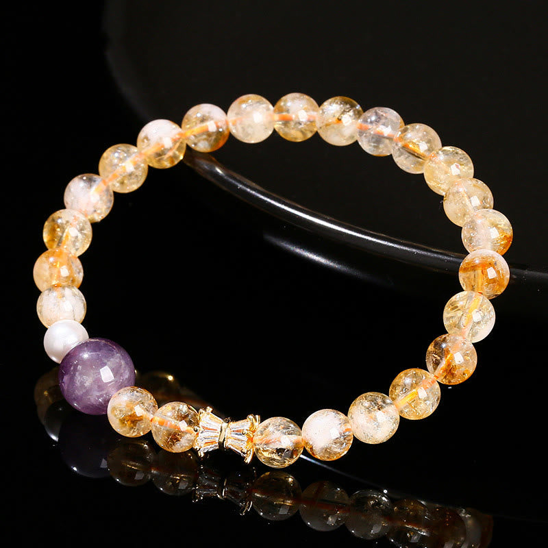 Natural Citrine Amethyst Prosperity Bracelet