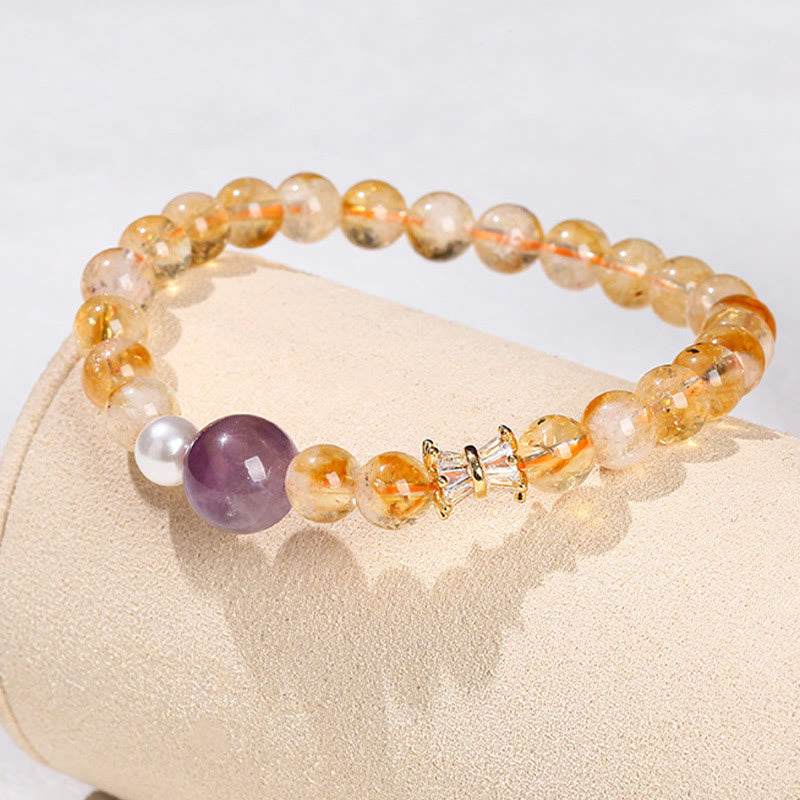 Natural Citrine Amethyst Prosperity Bracelet