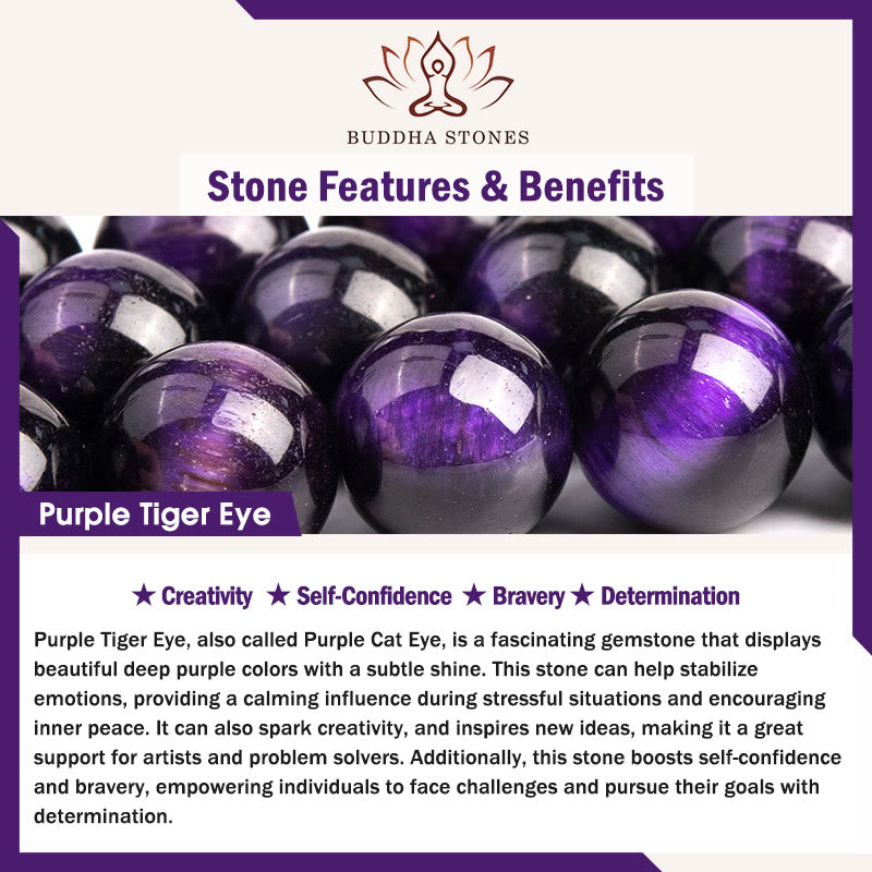 Natural Purple Tiger Eye Beaded Energy Tool Bracelet