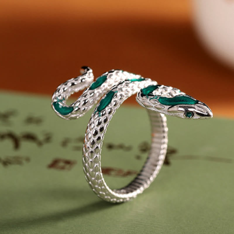 925 Sterling Silver Year Of The Snake Adjustable Blessing Ring
