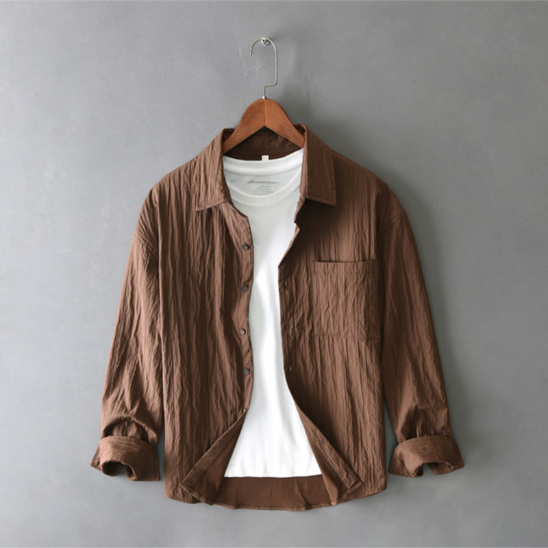 Structured Breathable Long Sleeve Daily Grounding Men's Shirt