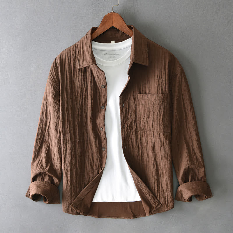 Structured Breathable Long Sleeve Daily Grounding Men's Shirt