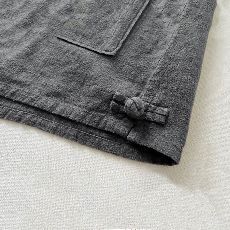 Breathable Ramie Linen Stand Collar Mindful Men's Shirt