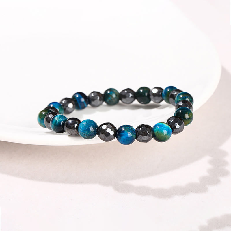 2Pcs Hematite Tiger Eye Blue Tiger Eye Powerful Bracelet Set