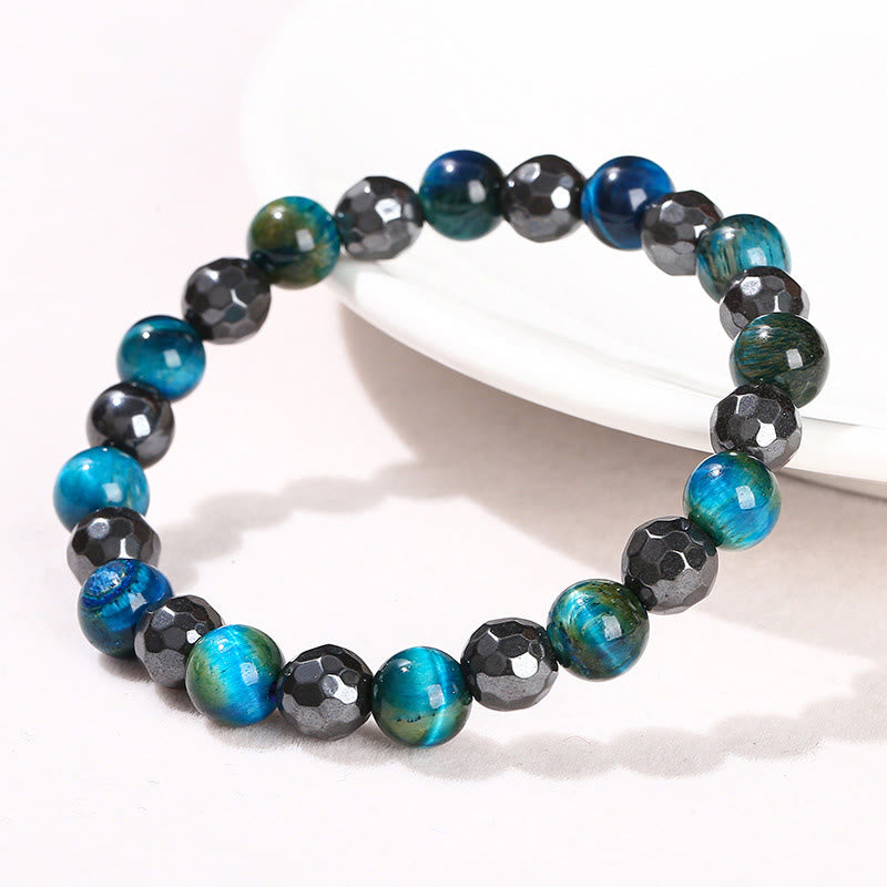 2Pcs Hematite Tiger Eye Blue Tiger Eye Powerful Bracelet Set