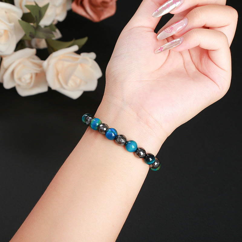 2Pcs Hematite Tiger Eye Blue Tiger Eye Powerful Bracelet Set