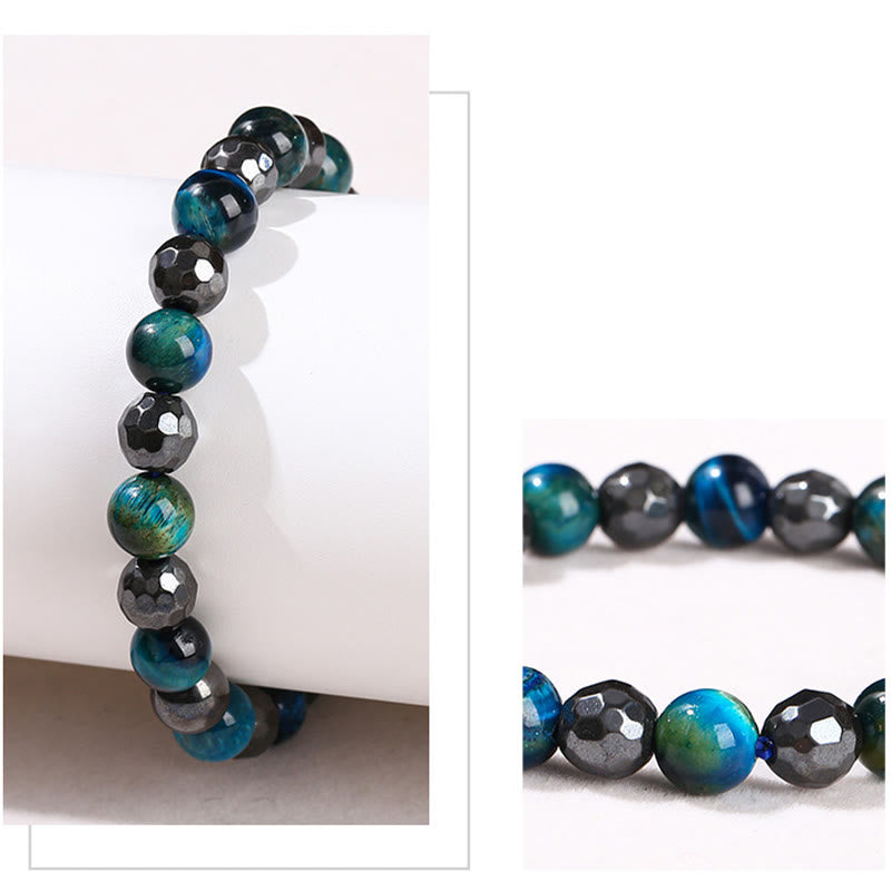 2Pcs Hematite Tiger Eye Blue Tiger Eye Powerful Bracelet Set
