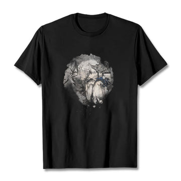 Chinese Bamboo Mountain Pavilion Design Pattern Tee T-shirt