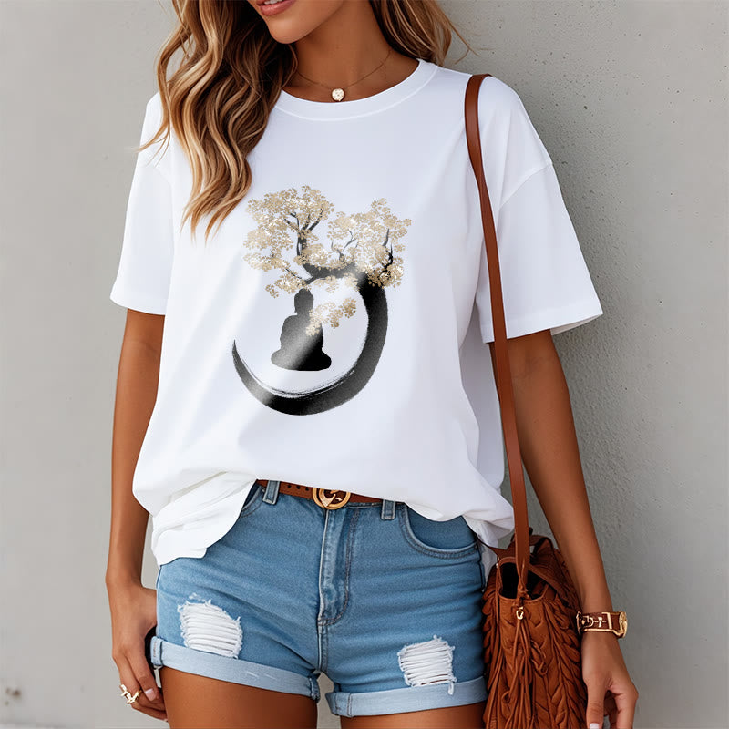 Buddha Sitting Under The Tree Cotton Tee T-shirt