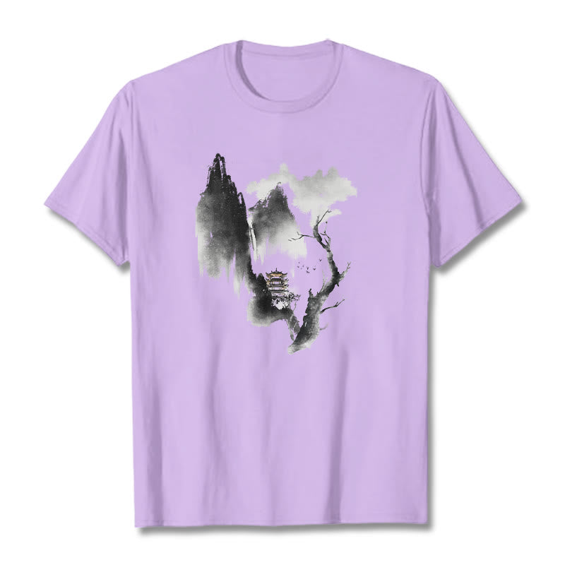 Pavilion Tree Geese Around The Mountains Pattern Tee T-shirt