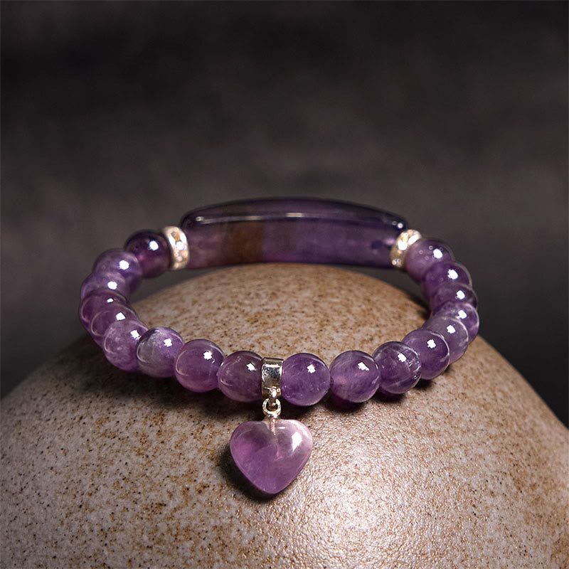 Natural Quartz Love Heart Healing Beads Bracelet