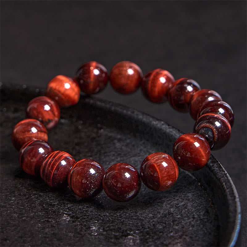 Natural Tiger Eye Round Bead Grounding Bracelet