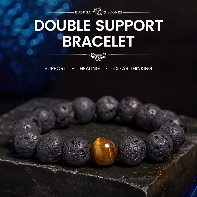 Lava Rock Tiger Eye Stone Peace Healing Bracelet