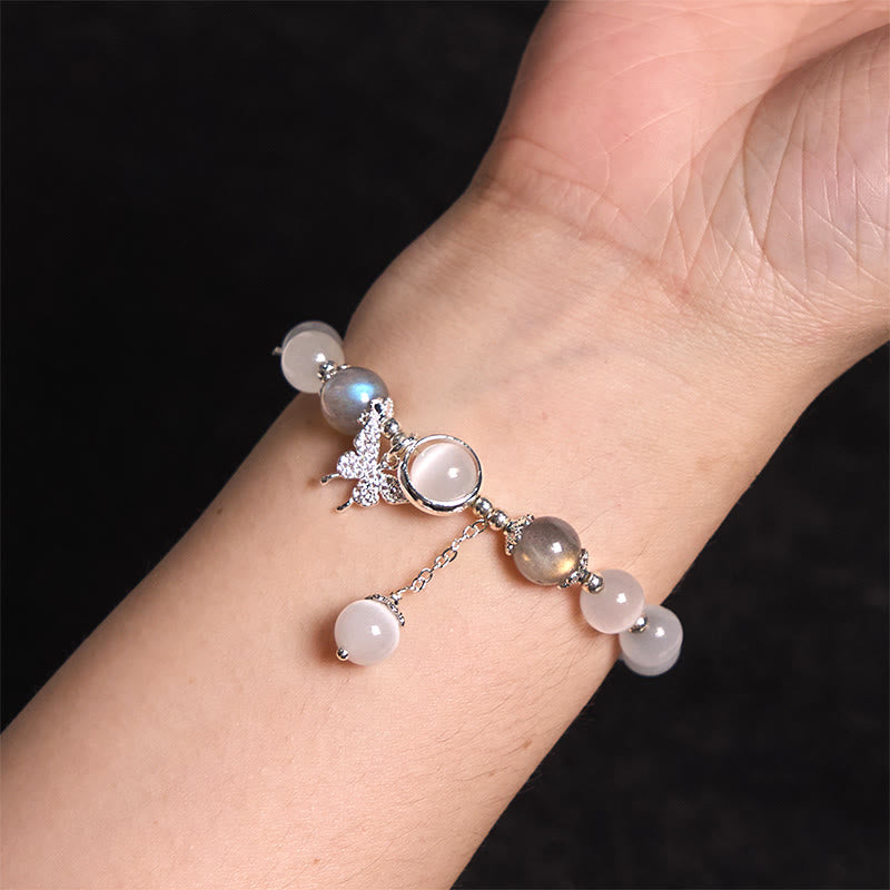 Cat's Eye Moonstone Butterfly Star Charm Support Bracelet