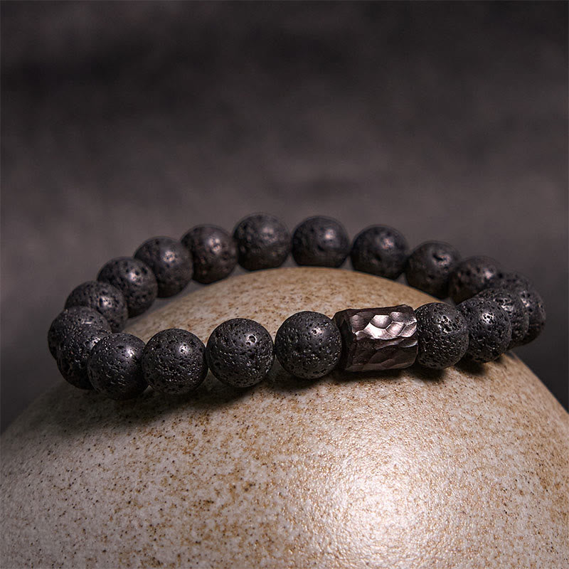 Lava Rock Ebony Wood Tiger Eye Healing Bracelet