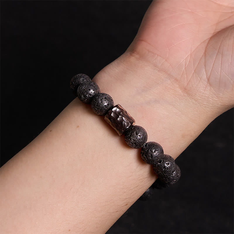Lava Rock Ebony Wood Tiger Eye Healing Bracelet