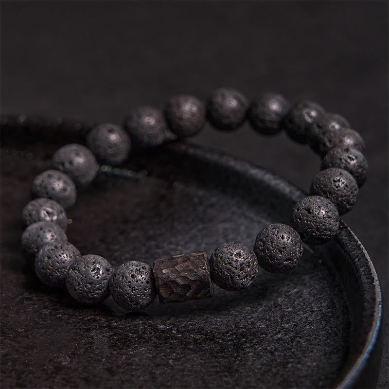 Lava Rock Ebony Wood Tiger Eye Healing Bracelet