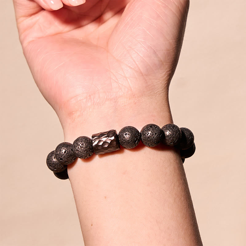 Lava Rock Ebony Wood Tiger Eye Healing Bracelet