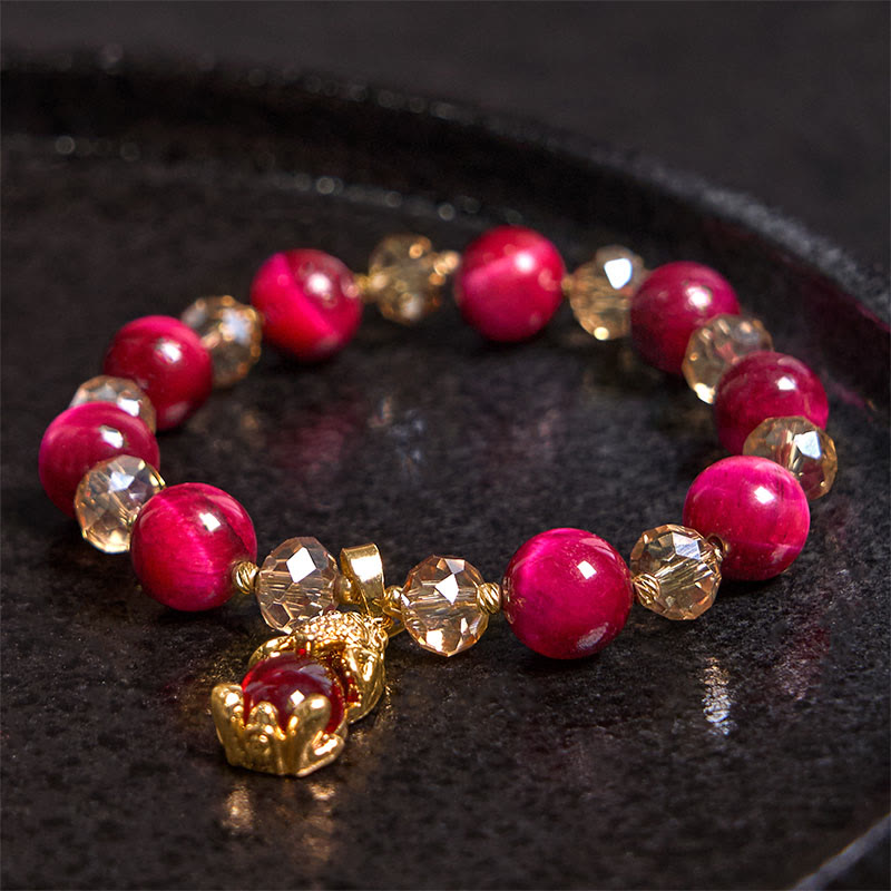 Red Tiger Eye PiXiu Fox Protection Self Confidence Bracelet