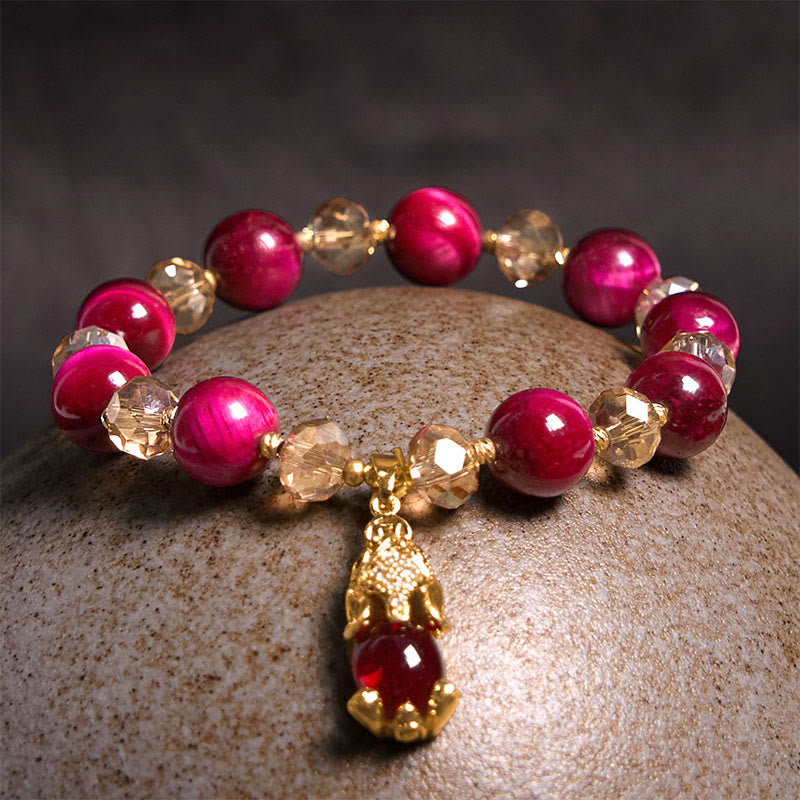Red Tiger Eye PiXiu Fox Protection Self Confidence Bracelet