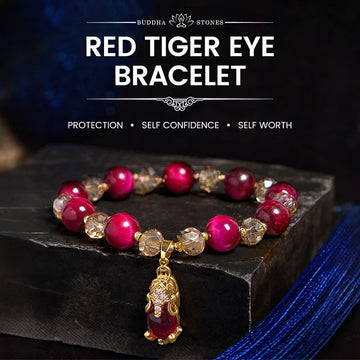 Red Tiger Eye PiXiu Fox Protection Self Confidence Bracelet
