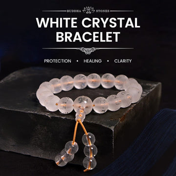 Tibet White Crystal Black Onyx Om Mani Padme Hum Meditation Bracelet
