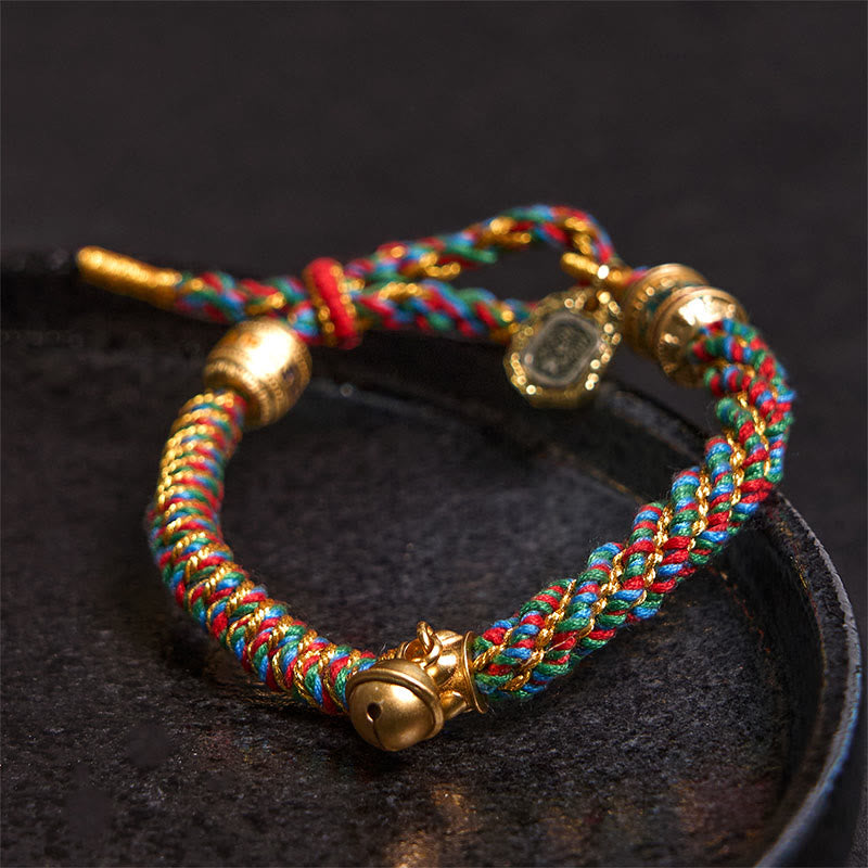 Tibetan Hand-Carved Brass and Copper Om Mani Padme Hum Zakiram Goddess Adjustable Bracelet