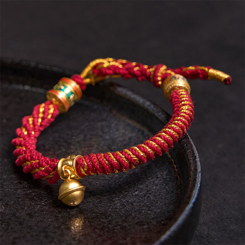 Tibetan Hand-Carved Brass and Copper Om Mani Padme Hum Zakiram Goddess Adjustable Bracelet
