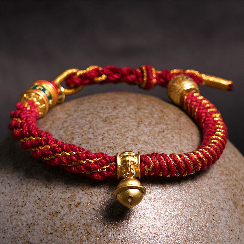 Tibetan Hand-Carved Brass and Copper Om Mani Padme Hum Zakiram Goddess Adjustable Bracelet