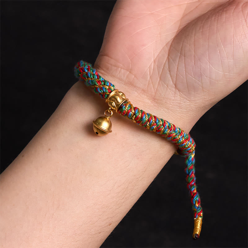 Tibetan Hand-Carved Brass and Copper Om Mani Padme Hum Zakiram Goddess Adjustable Bracelet