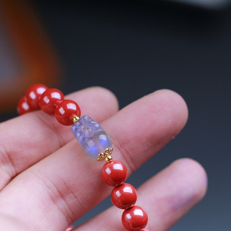 Cinnabar Moonstone PiXiu Blessing Bracelet
