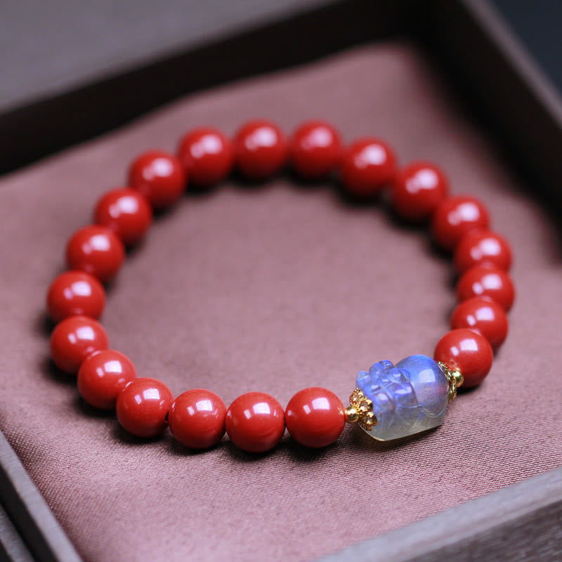Cinnabar Moonstone PiXiu Blessing Bracelet