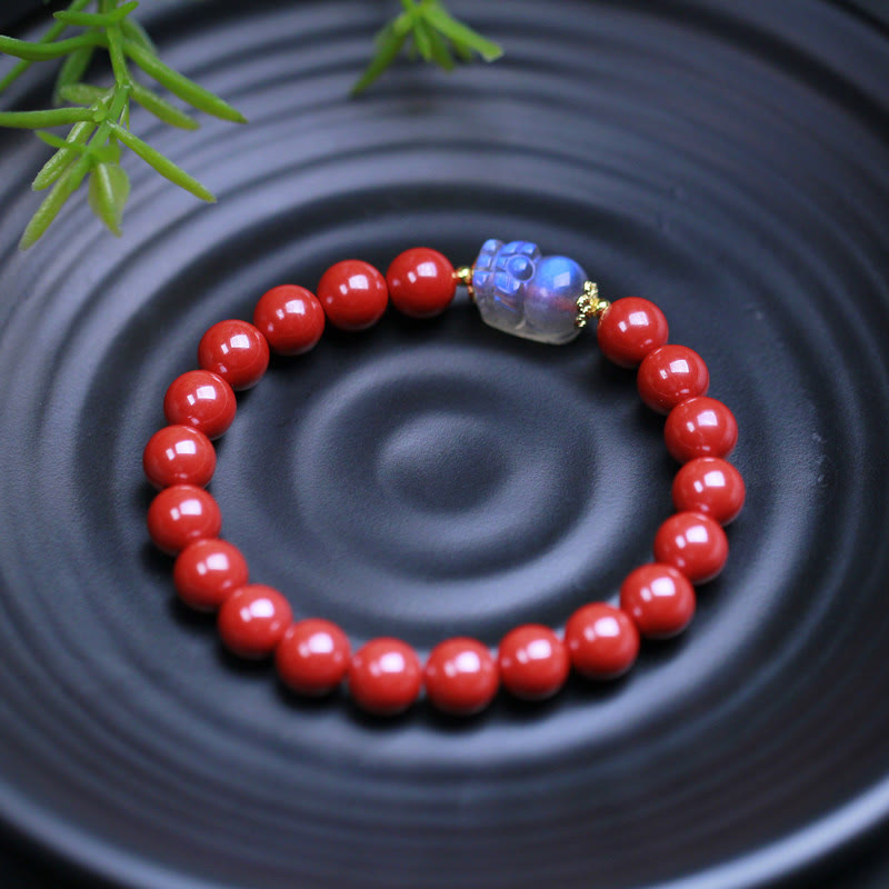 Cinnabar Moonstone PiXiu Blessing Bracelet