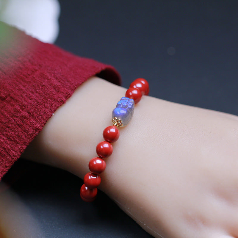 Cinnabar Moonstone PiXiu Blessing Bracelet