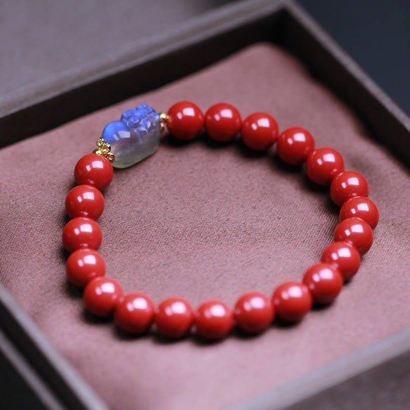 Cinnabar Moonstone PiXiu Blessing Bracelet