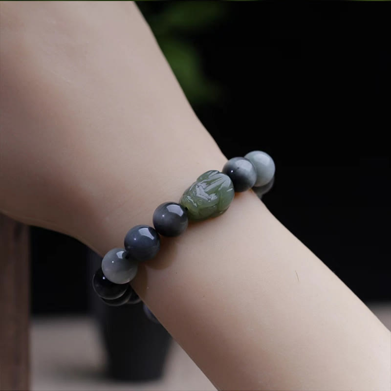 Natural Eagle's Eye Stone Hetian Jade Pixiu Confidence Bracelet