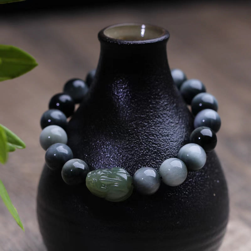 Natural Eagle's Eye Stone Hetian Jade Pixiu Confidence Bracelet
