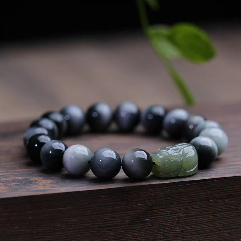 Natural Eagle's Eye Stone Hetian Jade Pixiu Confidence Bracelet