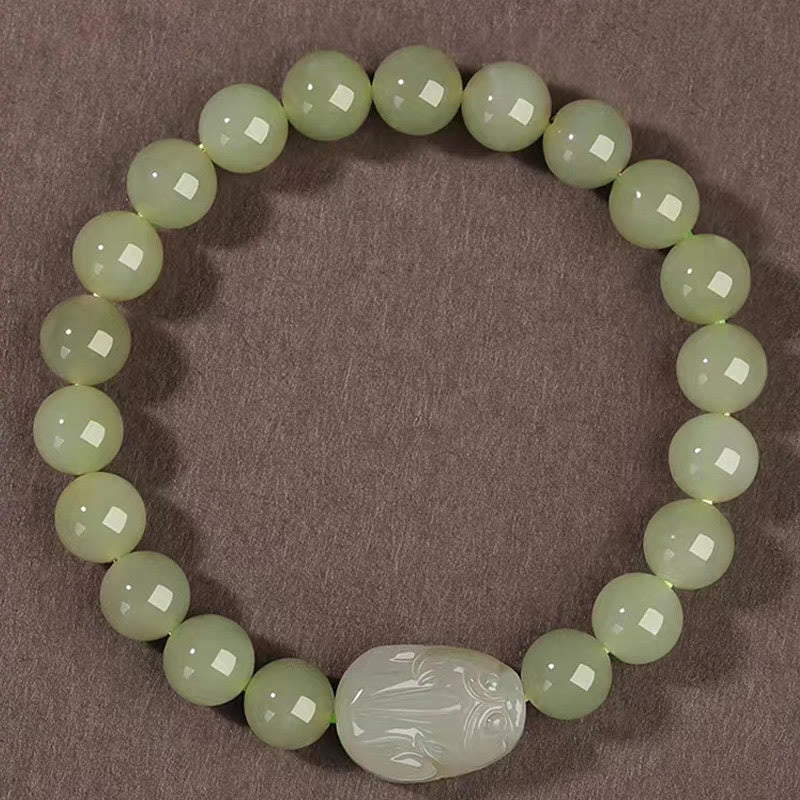 Natural Hetian Jade PiXiu Carved Luck Bracelet