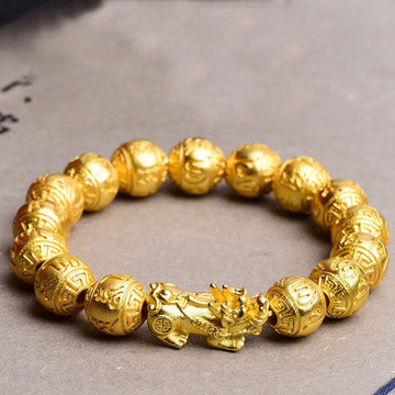 PiXiu Om Mani Padme Hum Carved Wealth Bracelet