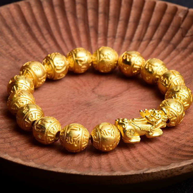 PiXiu Om Mani Padme Hum Carved Wealth Bracelet